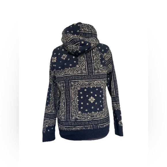 Sonoma Women's Life+Style Boho Zip-Up Hoodie Blue Paisley Size Large - Picture 4 of 9